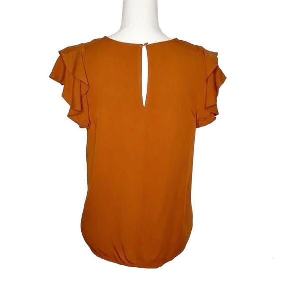 A New Day Rust Orange Short Flutter Sleeve Top XS - Picture 4 of 6